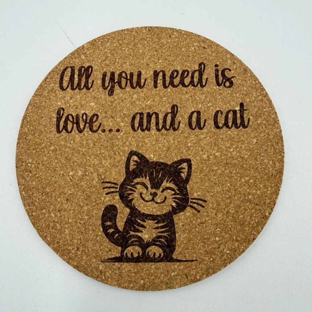 Cat Lover Cork Coaster Set of 4 Funny Cat Quotes‎ Laser Engraved Drink Mats